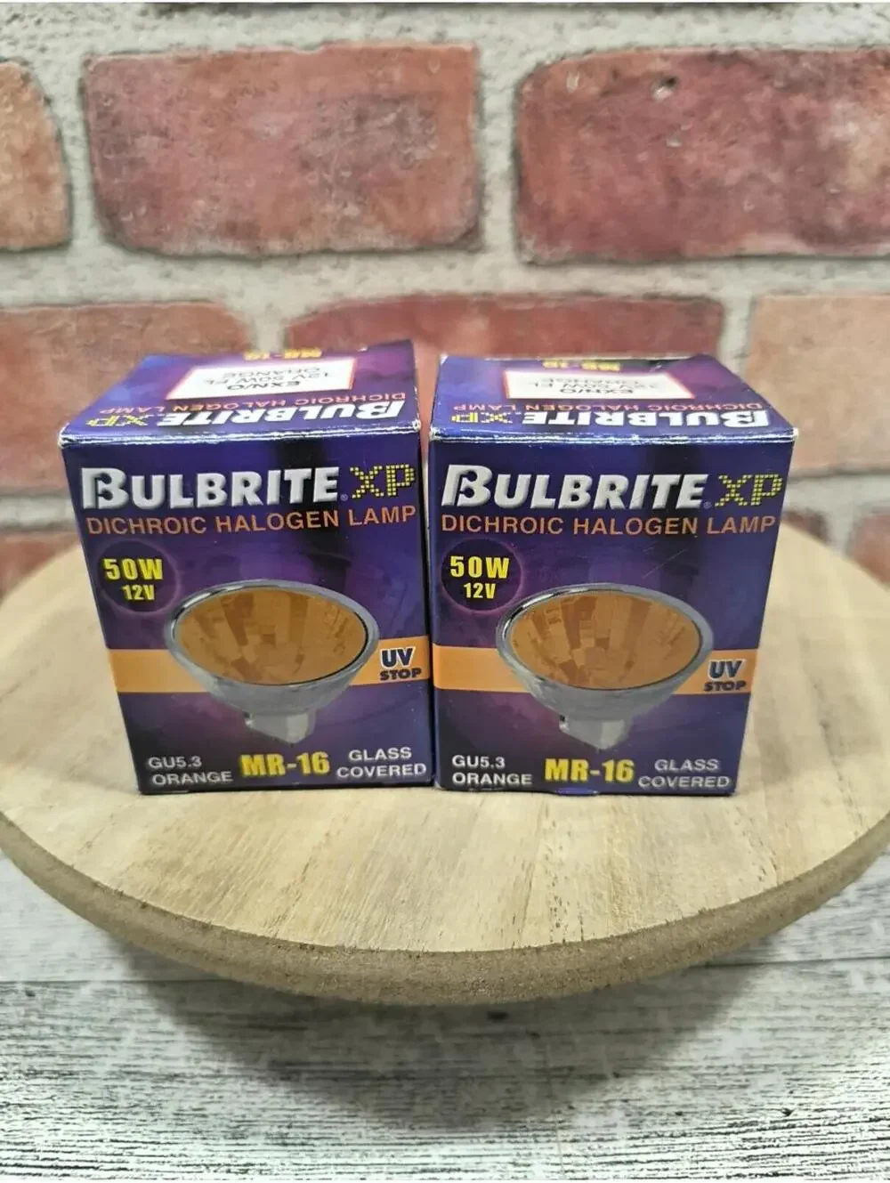 BULBRITE XP Dichroic Halogen Lamp GU5.3 50W 12V MR-16 UV Stop Orange NIB 2pk